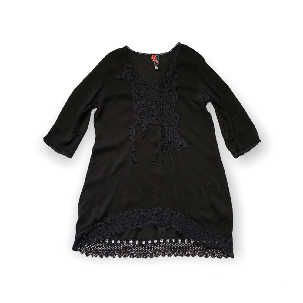 Johnny Was Ebony Lace-Trim Tunic
